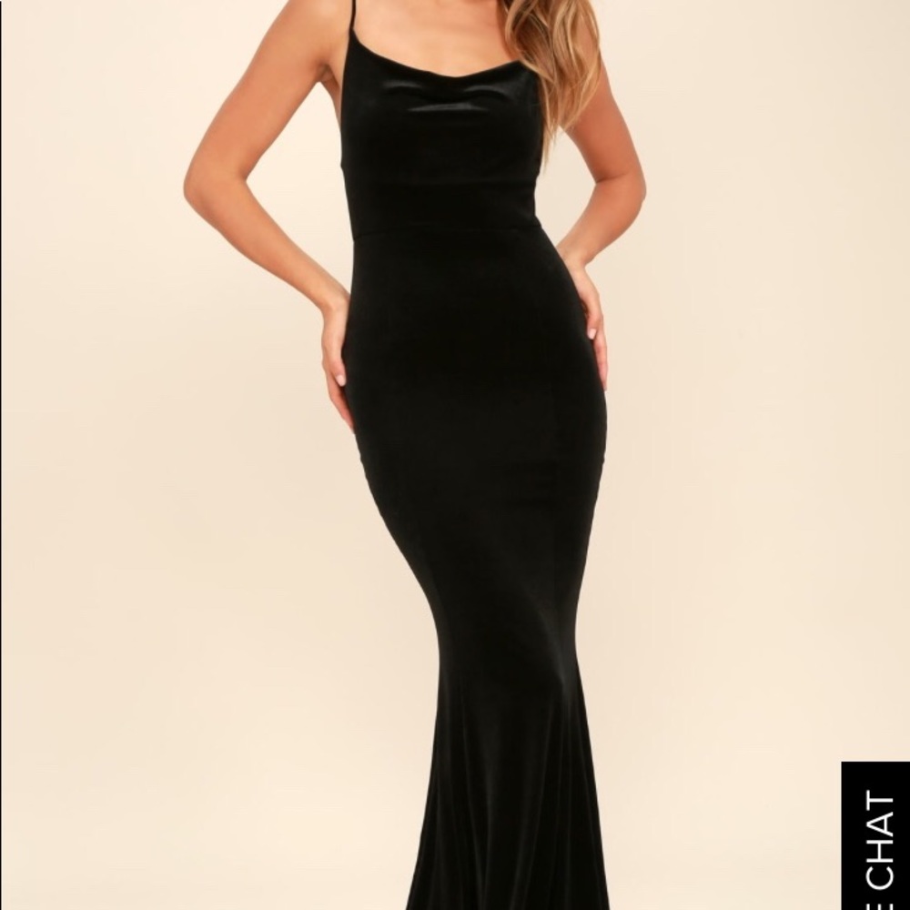 Maxi black velvet dress